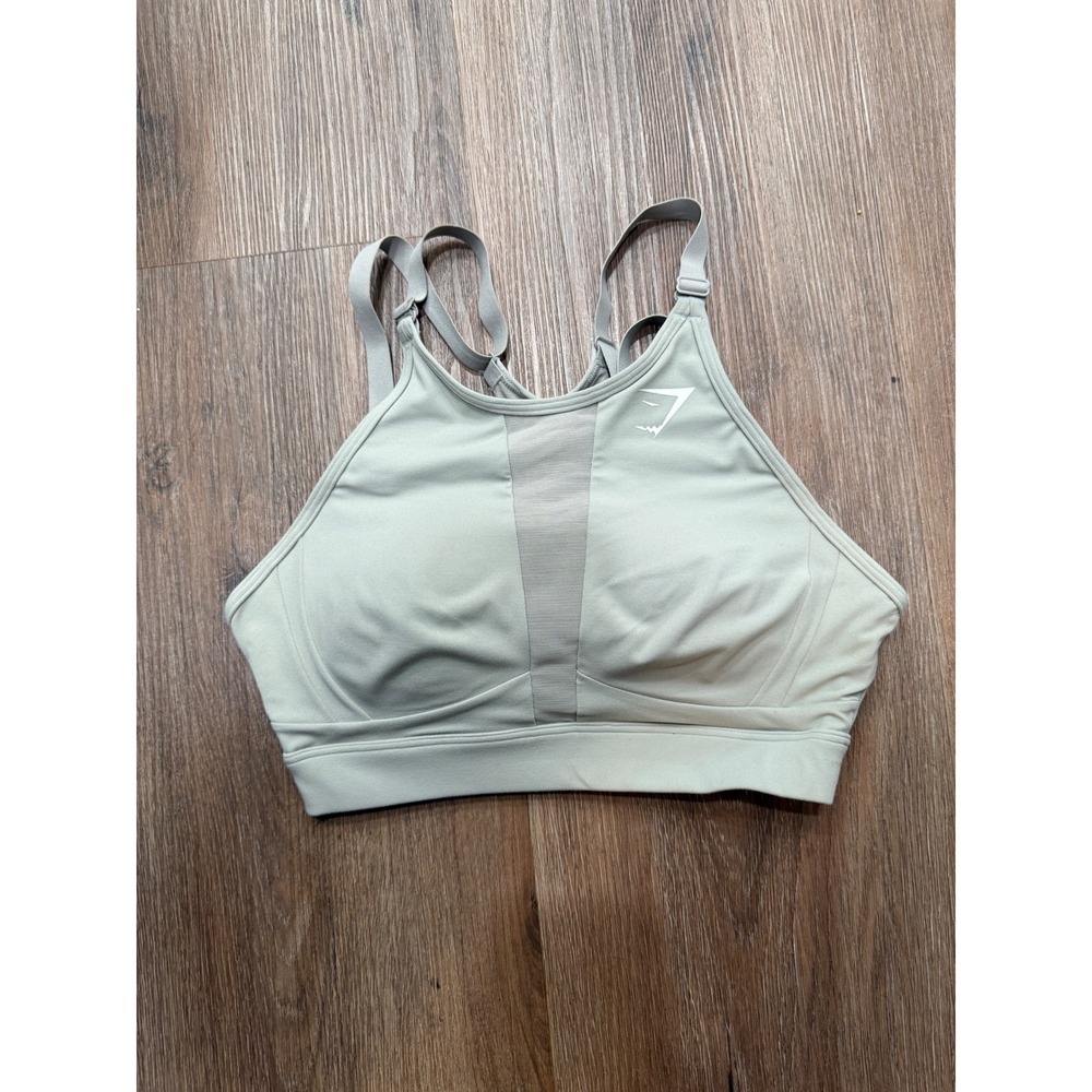 Gymshark Medium Support Sports Bra Light Grey Mesh Panel Adjustable Straps S